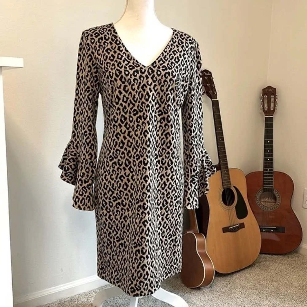 TRINA TURK, leopard print lightning dress size 8 NWT